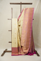 Cream Gadwal Silk Saree - SRCGSS597