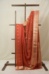 Rust Orange Tissue Banarasi Silk Saree - SRROTBSS53