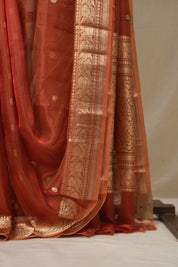 Rust Orange Tissue Banarasi Silk Saree - SRROTBSS53