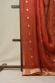 Rust Orange Tissue Banarasi Silk Saree - SRROTBSS53
