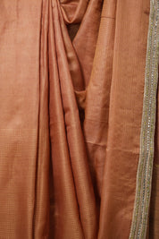 Brick Orange Tussar Silk Saree With Lace - SRBOTSSWL01