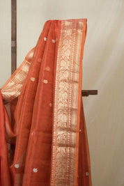 Rust Orange Tissue Banarasi Silk Saree - SRROTBSS53
