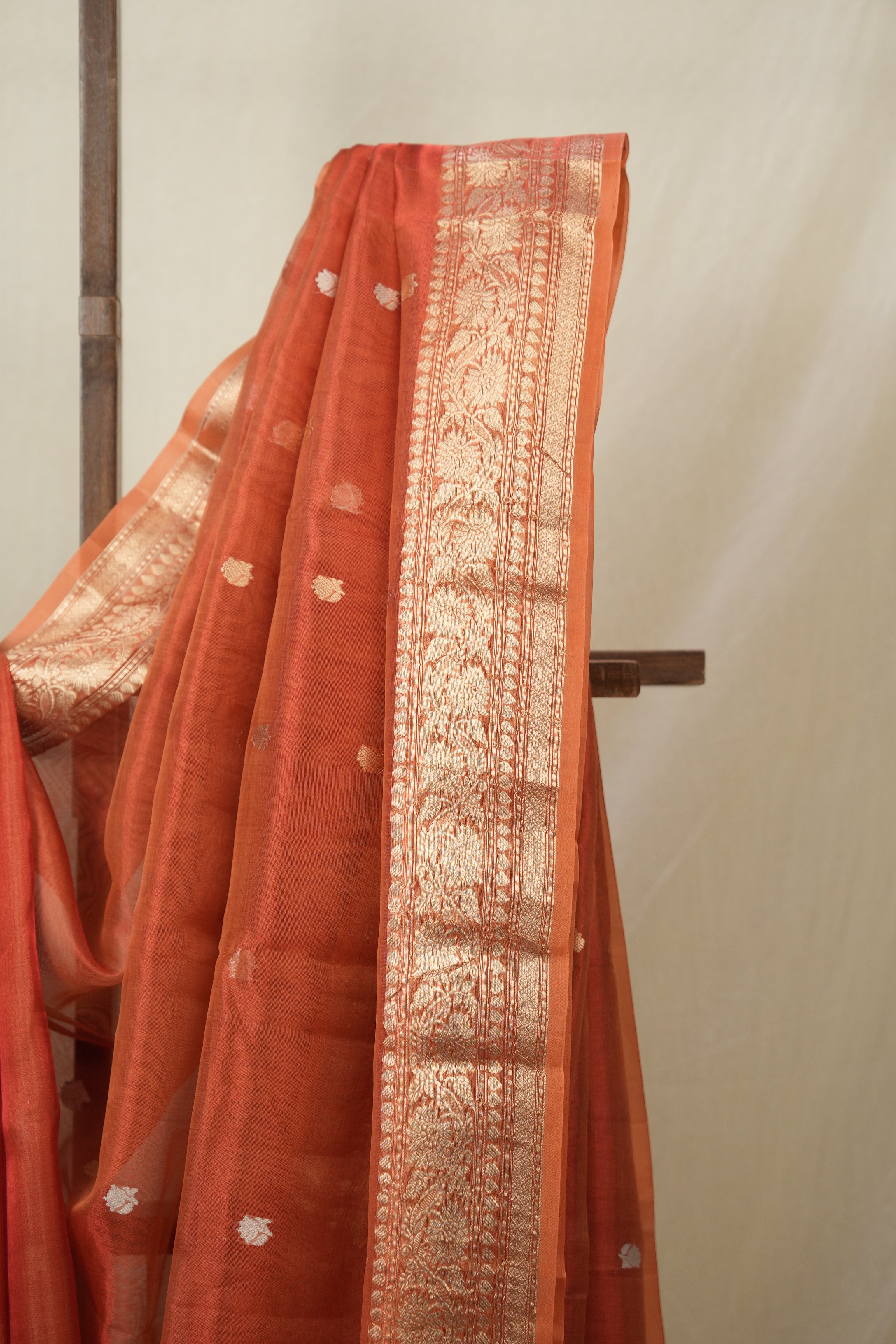 Rust Orange Tissue Banarasi Silk Saree - SRROTBSS53