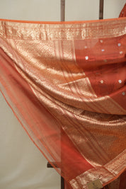 Rust Orange Tissue Banarasi Silk Saree - SRROTBSS53