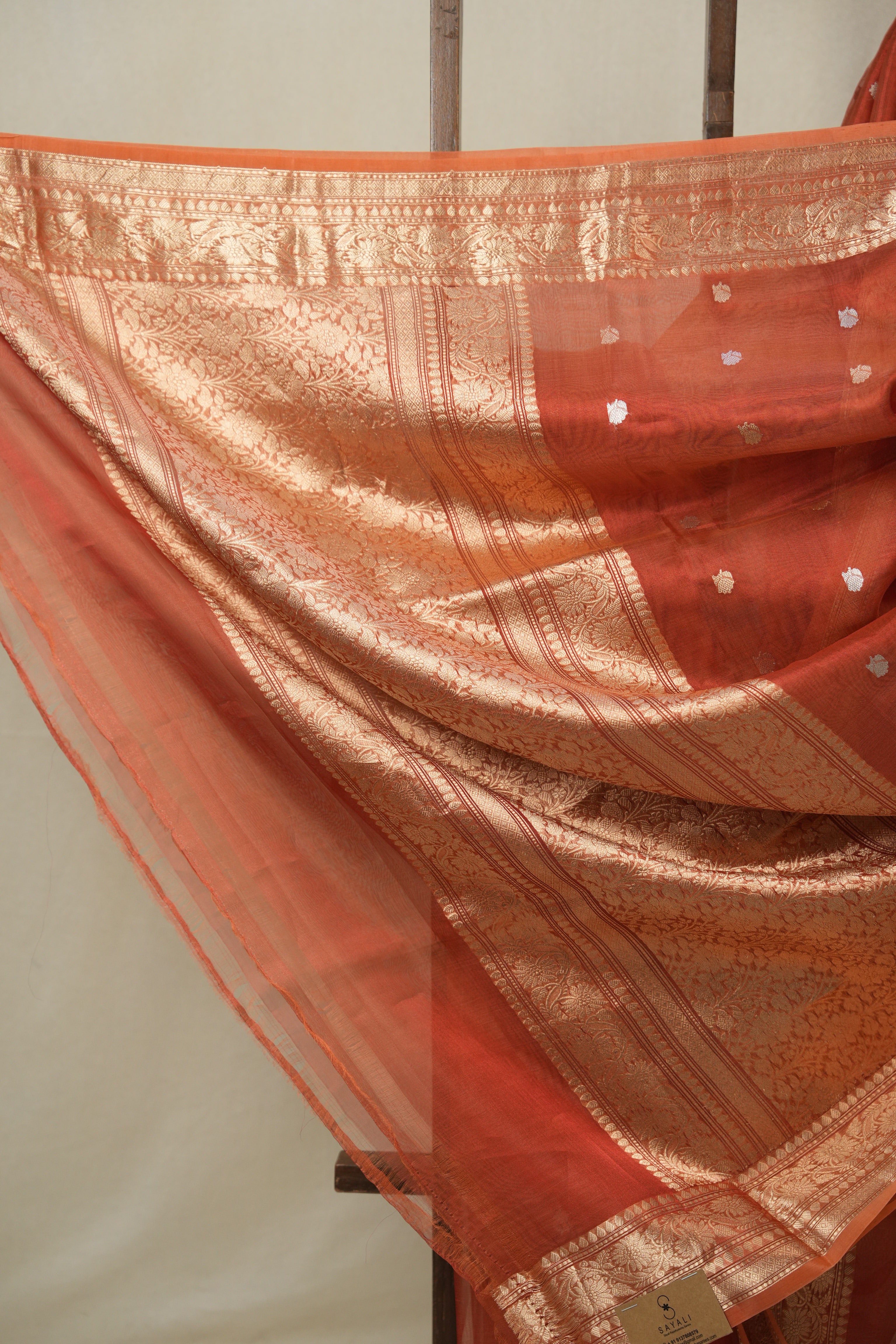 Rust Orange Tissue Banarasi Silk Saree - SRROTBSS53