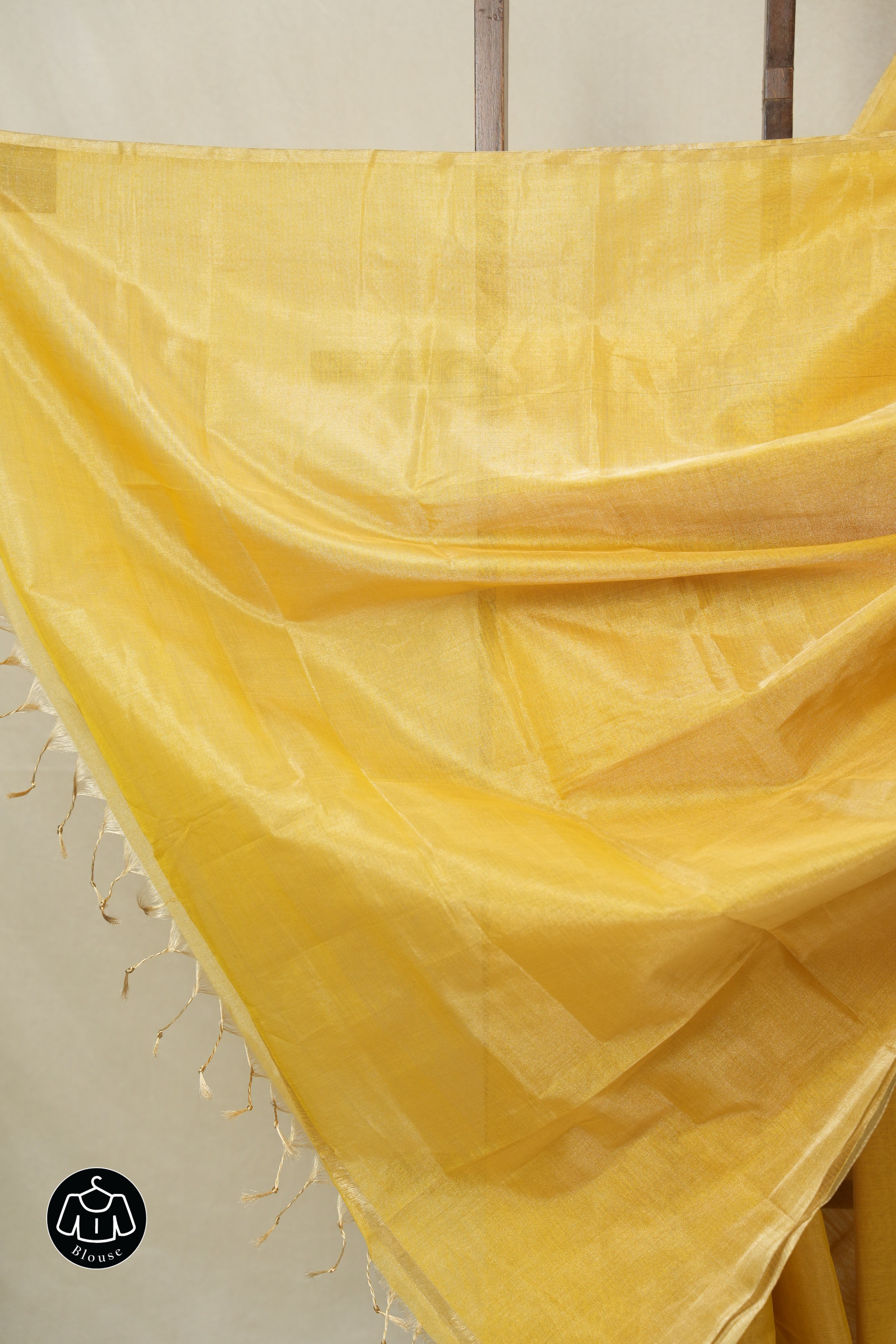 Yellow Maheshwari Tissue Saree - SRYMTS742