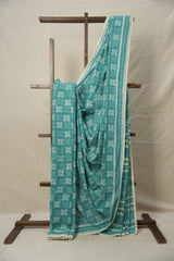 Rama Green HBP Cotton Saree With Lace - SRRGHBPCSWL17