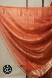 Rust Orange Tissue Banarasi Silk Saree - SRROTBSS53