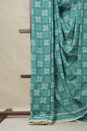 Rama Green HBP Cotton Saree With Lace - SRRGHBPCSWL17