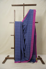 Royal Blue Bengal Cotton Saree - SRRBBCS97