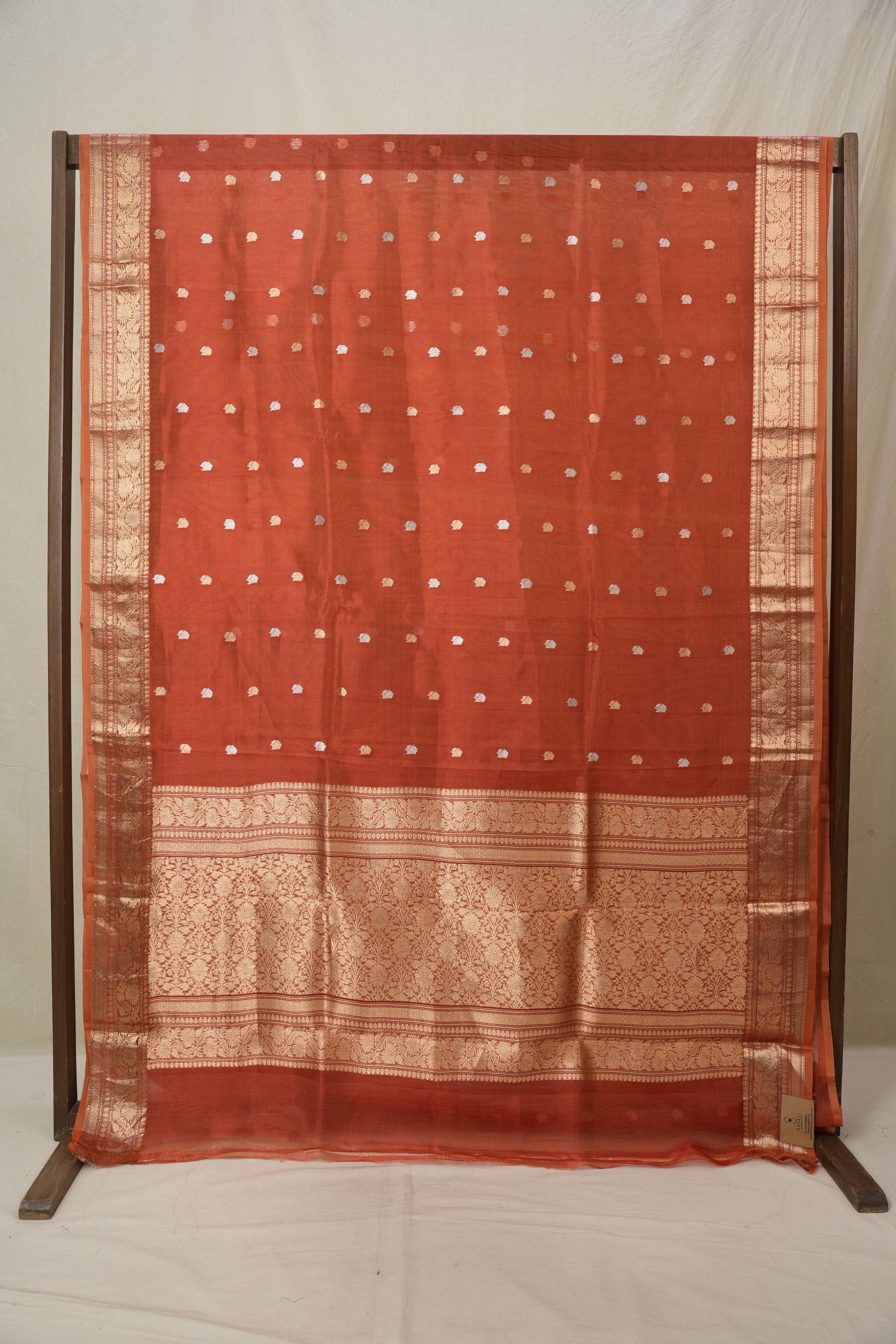 Rust Orange Tissue Banarasi Silk Saree - SRROTBSS53