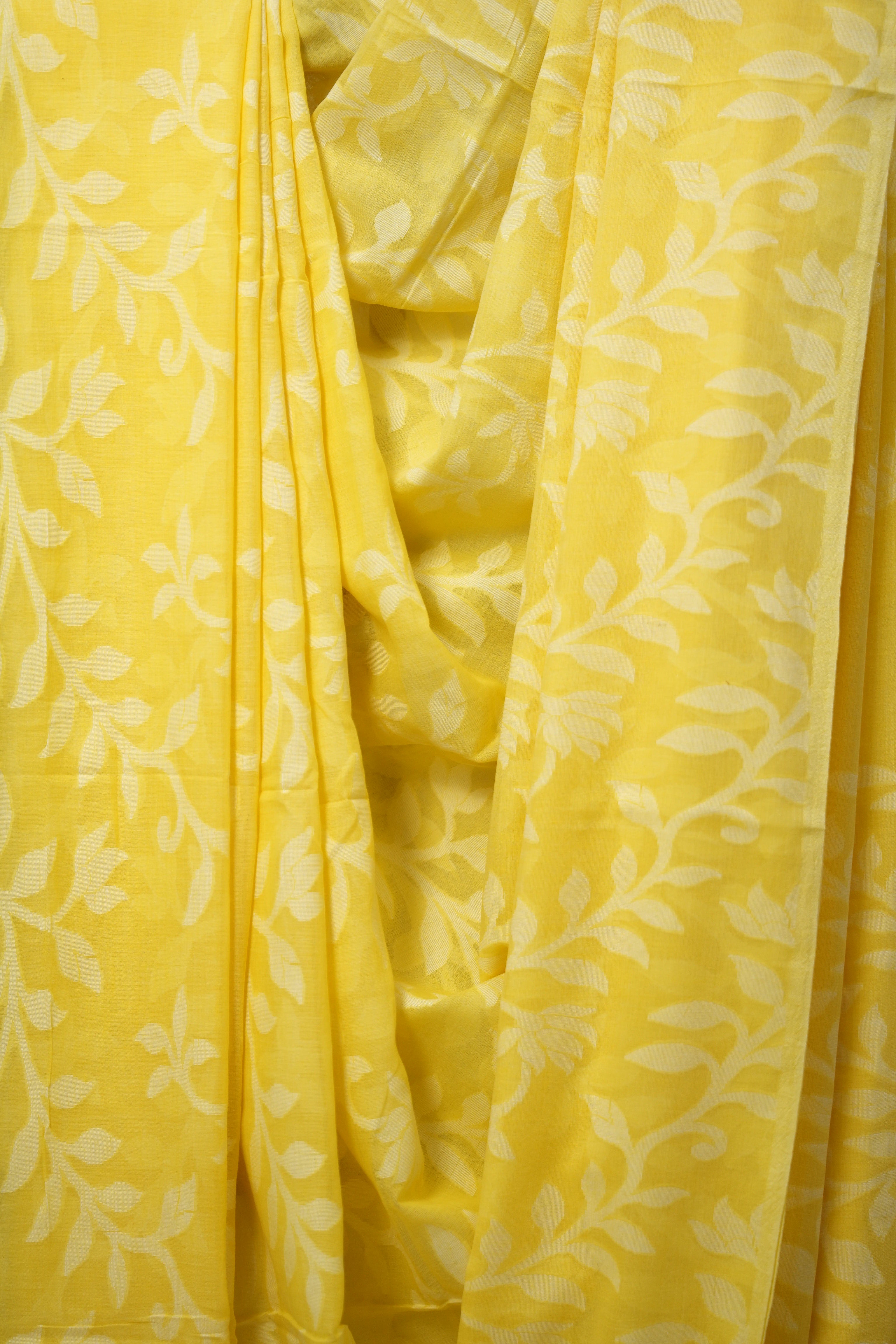 Yellow Cotton Jamdani Saree - SRYCJS142