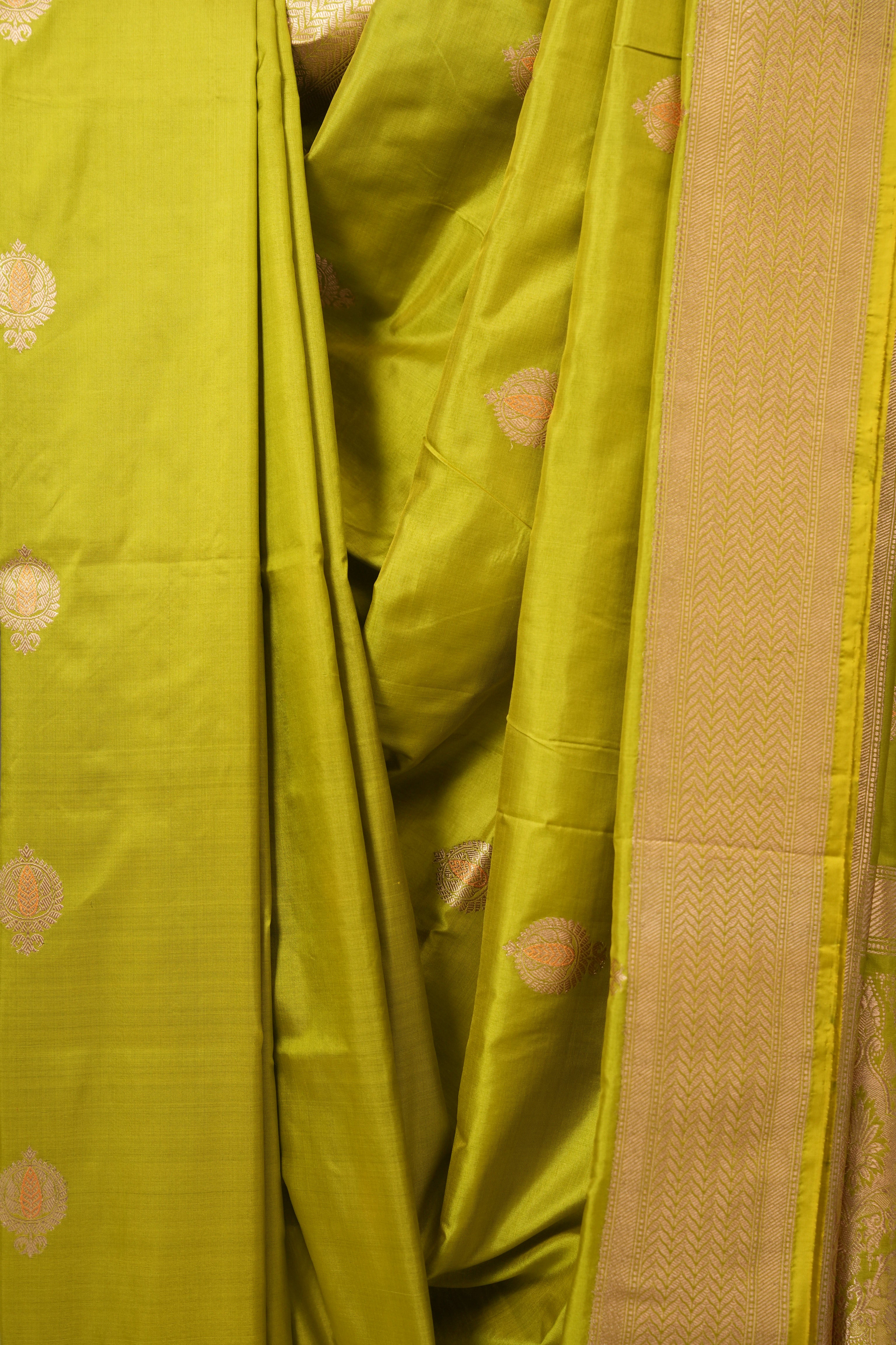 Lime Green Banarasi Silk Saree - SRLGBSS879