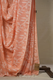 Peach Cotton Jamdani Saree - SRPCJS143