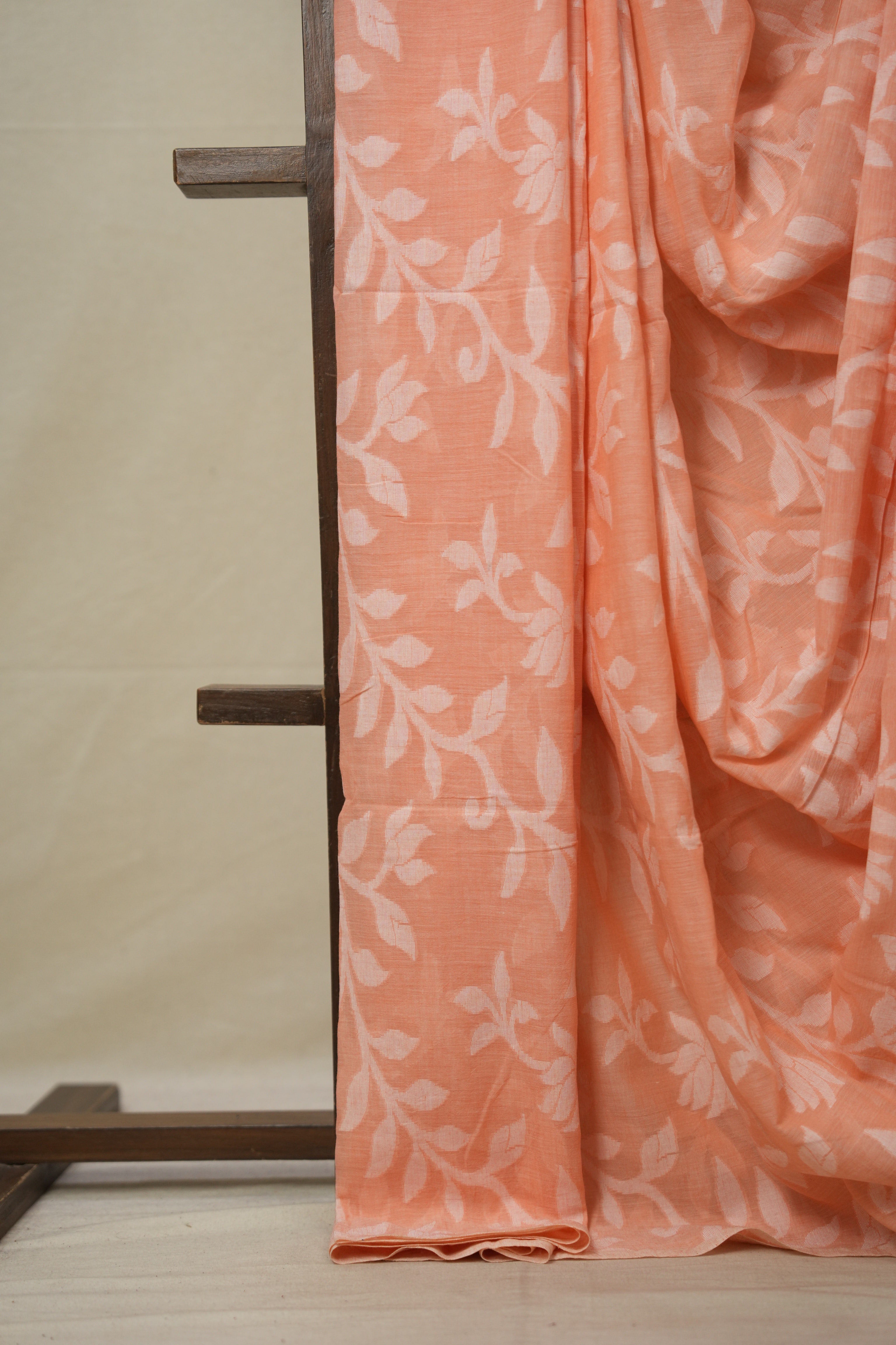 Peach Cotton Jamdani Saree - SRPCJS143
