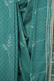 Rama Green HBP Cotton Saree With Lace - SRRGHBPCSWL16