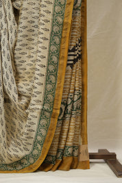 Cream HBP Cotton Silk Saree With Chanderi Border - SRCCSS1544