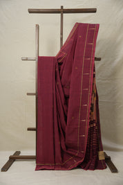 Maroon Cotton Paithani Saree - SRMCPS678