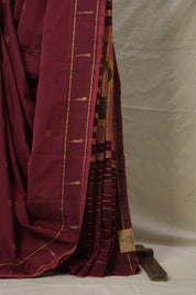 Maroon Cotton Paithani Saree - SRMCPS678