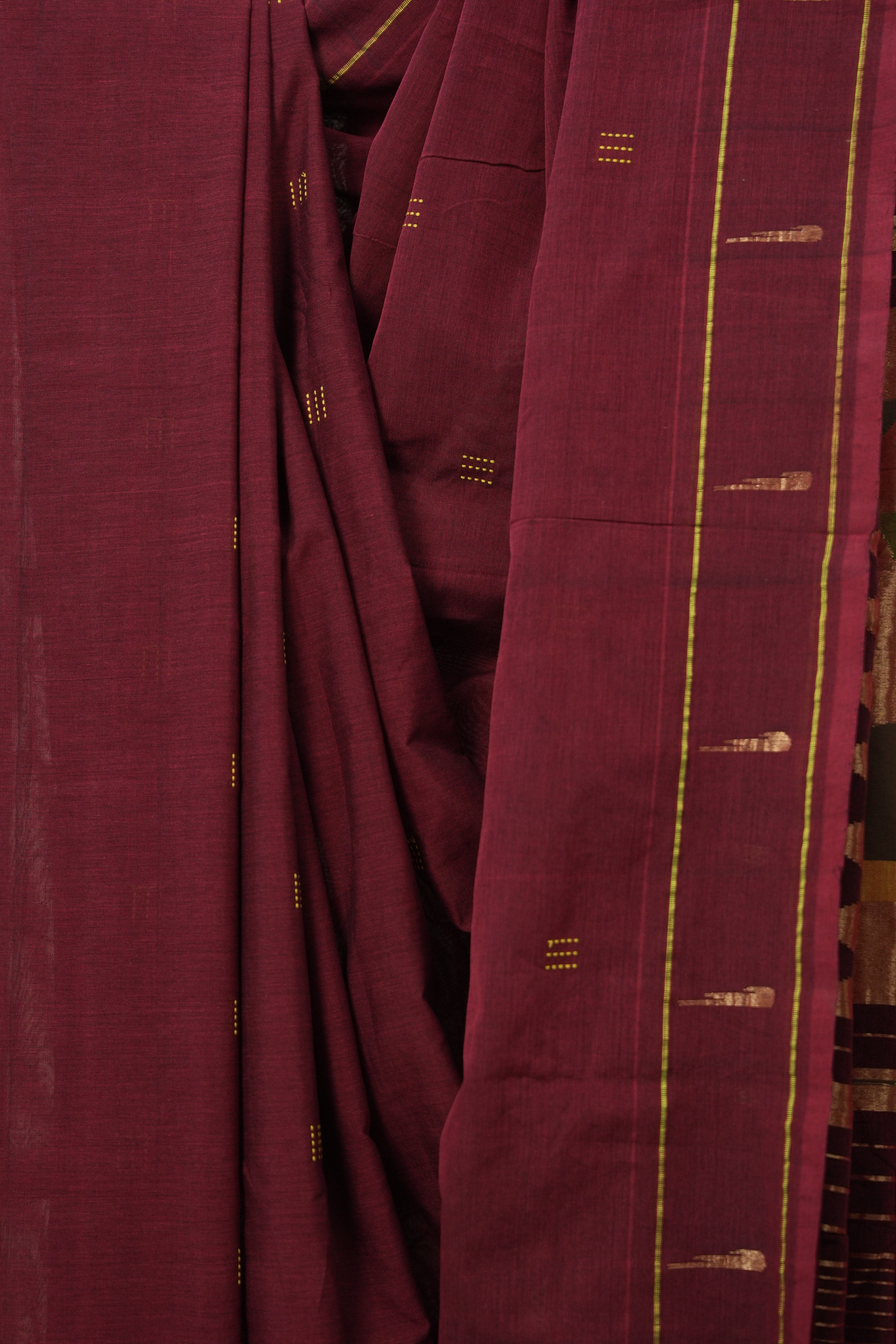 Maroon Cotton Paithani Saree - SRMCPS678