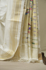 White Silk Paithani Saree - SRWSPS829