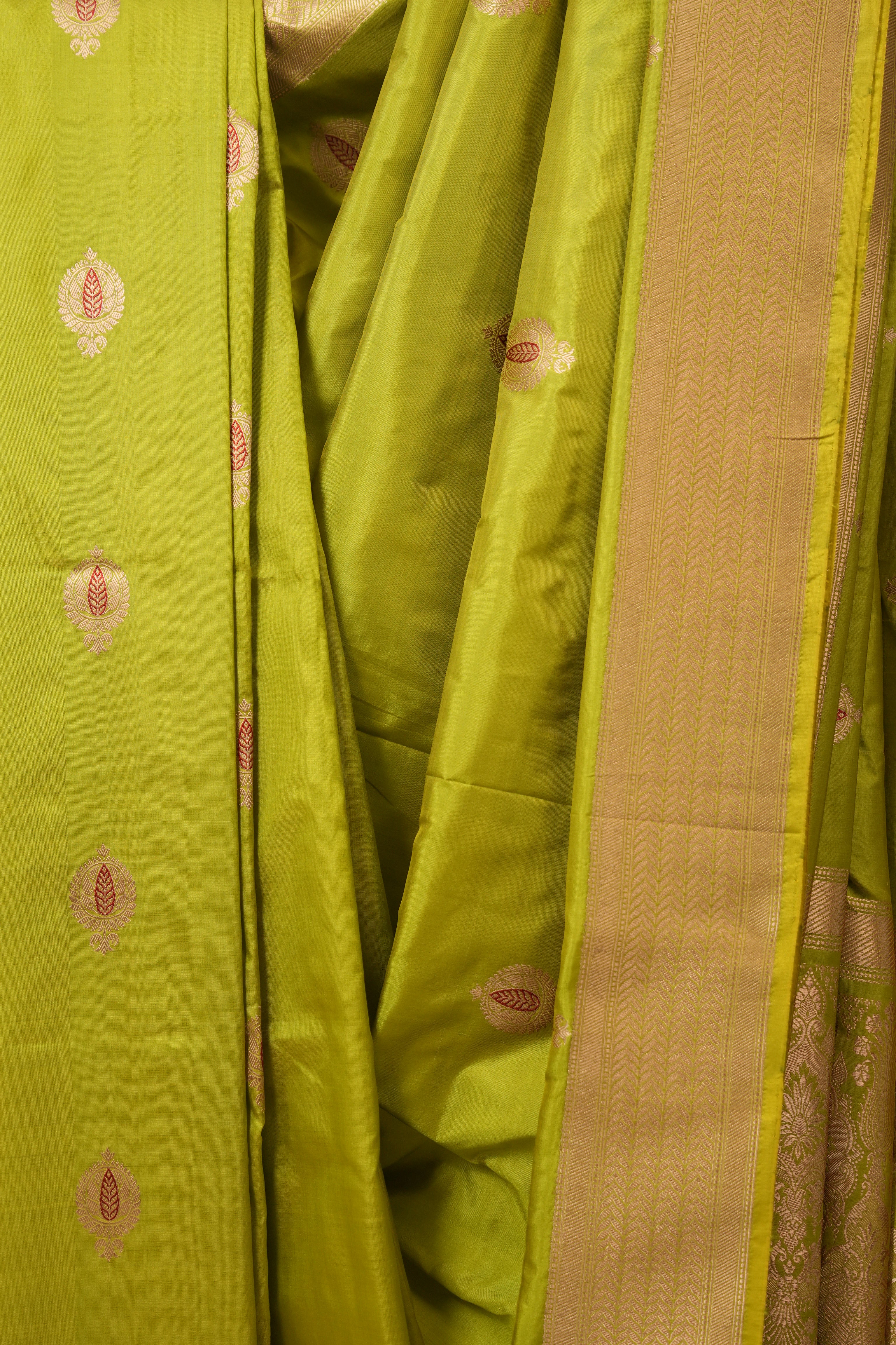 Lime Green Banarasi Silk Saree - SRLGBSS881