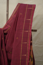 Maroon Cotton Paithani Saree - SRMCPS678