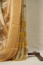 Yellow Gold Tissue Tussar Silk Saree - SRYGTTSS579