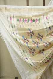 White Silk Paithani Saree - SRWSPS829