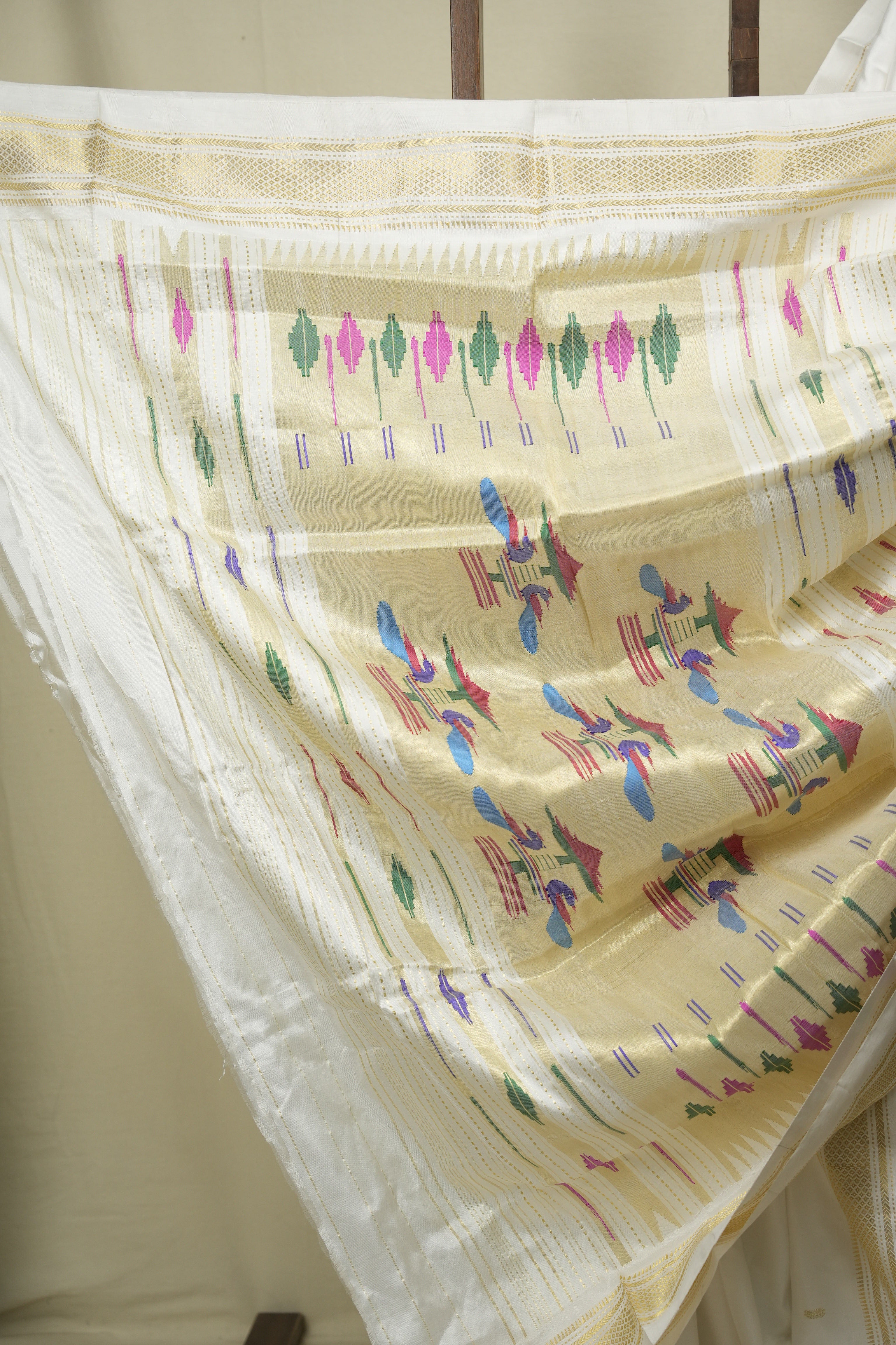 White Silk Paithani Saree - SRWSPS829