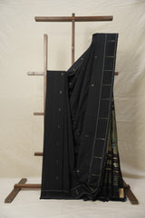 Black Cotton Paithani Saree - SRBCPS679
