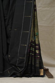 Black Cotton Paithani Saree - SRBCPS679