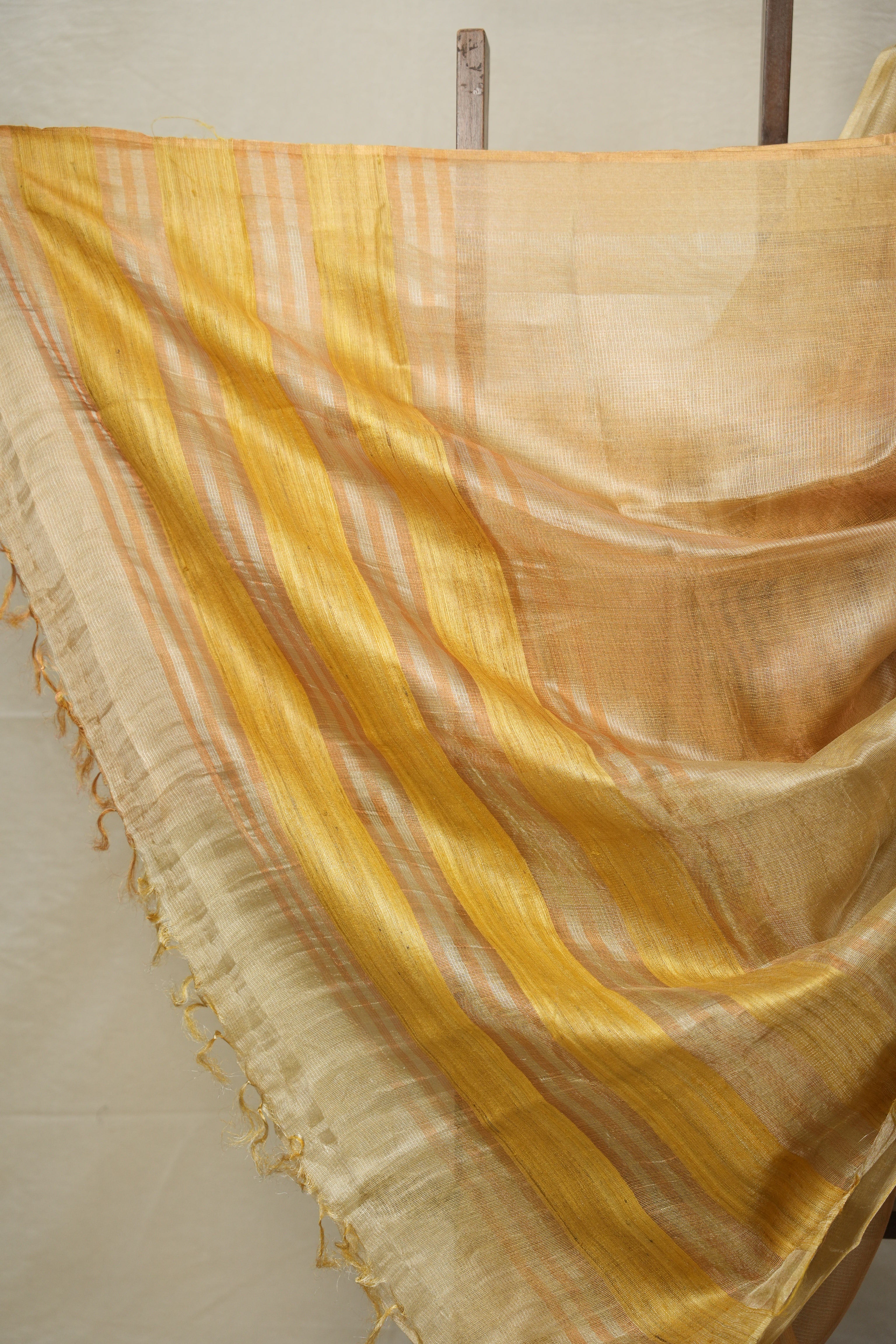 Yellow Gold Tissue Tussar Silk Saree - SRYGTTSS579
