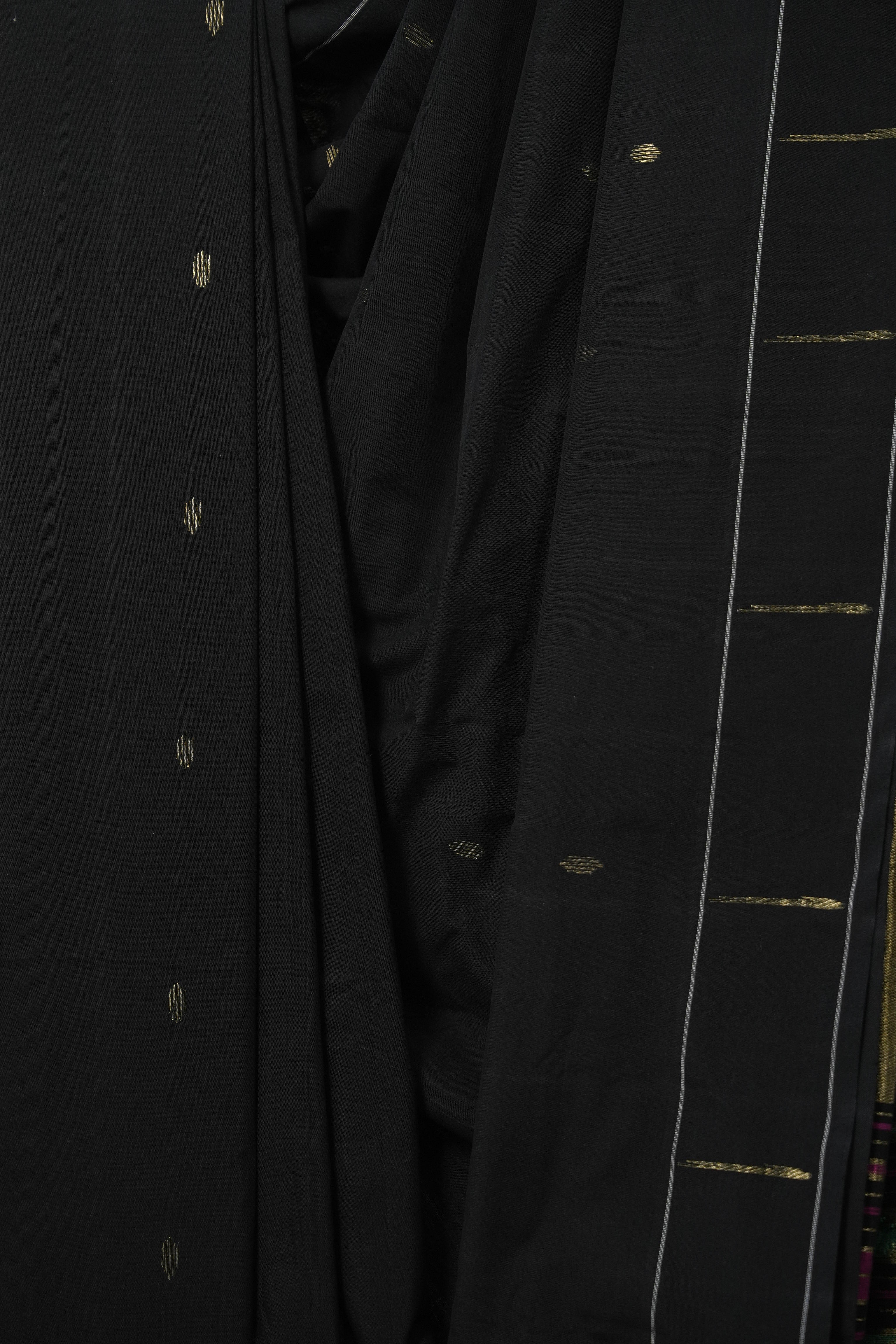 Black Cotton Paithani Saree - SRBCPS679