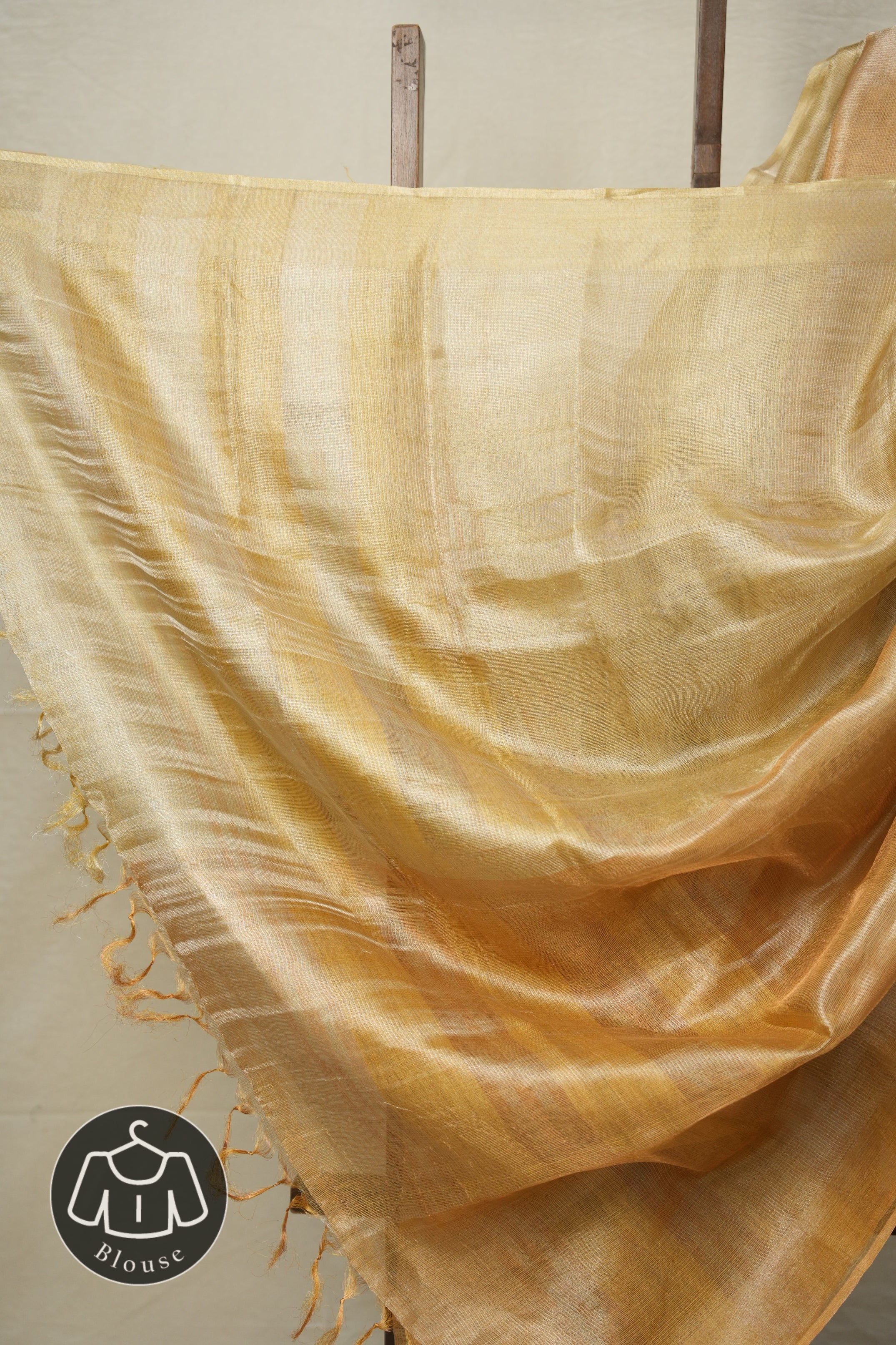 Yellow Gold Tissue Tussar Silk Saree - SRYGTTSS579
