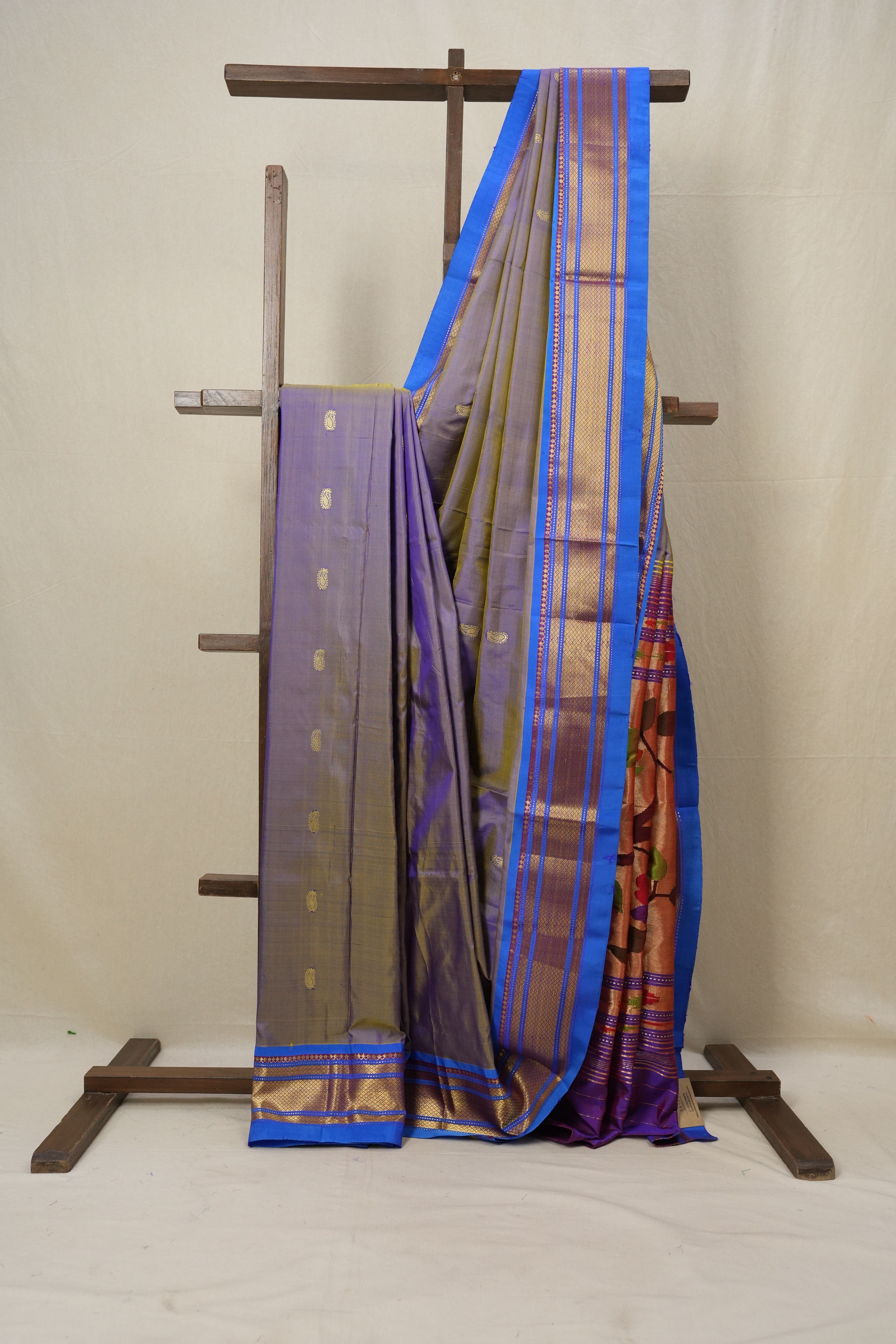 Two Tone Purple Silk Paithani Saree - SRTTPSPS697