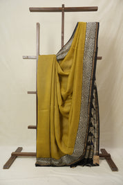 Olive Green HBP Cotton Silk Saree With Chanderi Border - SROGCSS1542