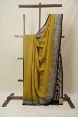 Olive Green HBP Cotton Silk Saree With Chanderi Border - SROGCSS1542