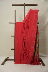 Red Cotton Paithani Saree - SRRCPS680