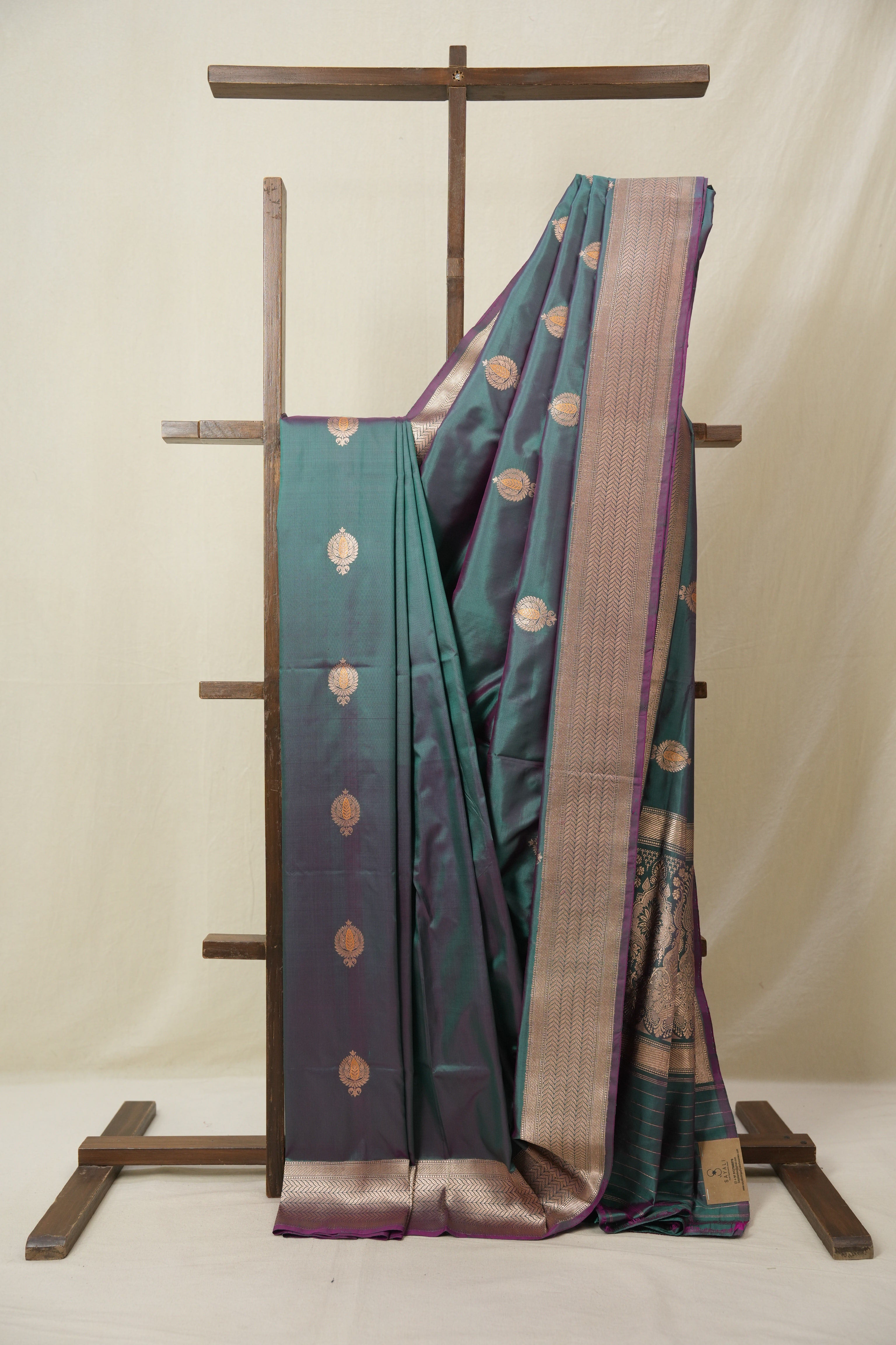 Two Tone Teal Green Banarasi Silk Saree - SRTTTGBSS883