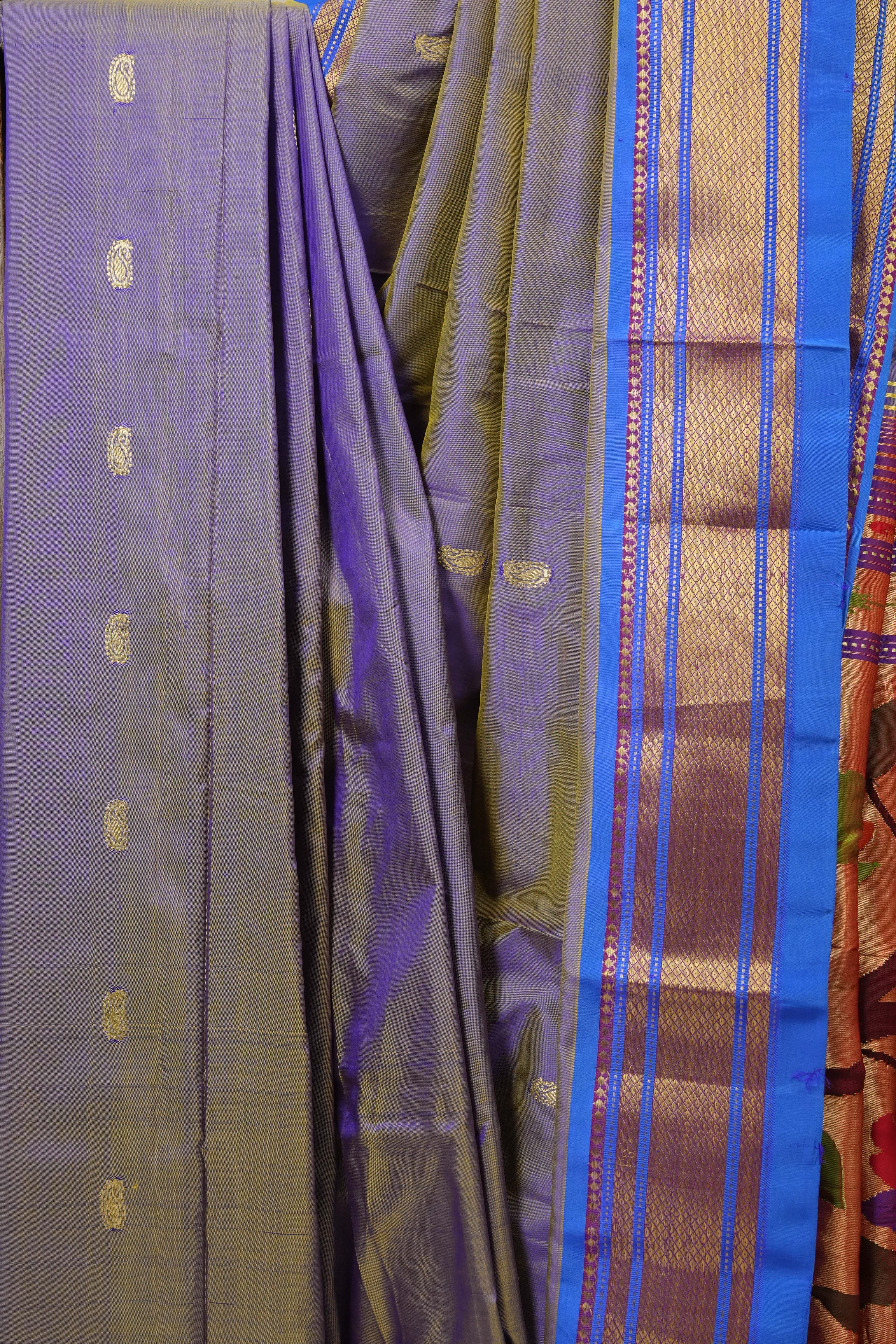 Two Tone Purple Silk Paithani Saree - SRTTPSPS697