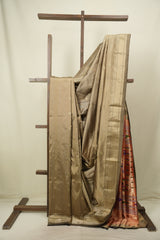 Slate Grey Silk Paithani Saree - SRSGSPS825