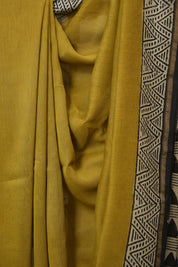 Olive Green HBP Cotton Silk Saree With Chanderi Border - SROGCSS1542