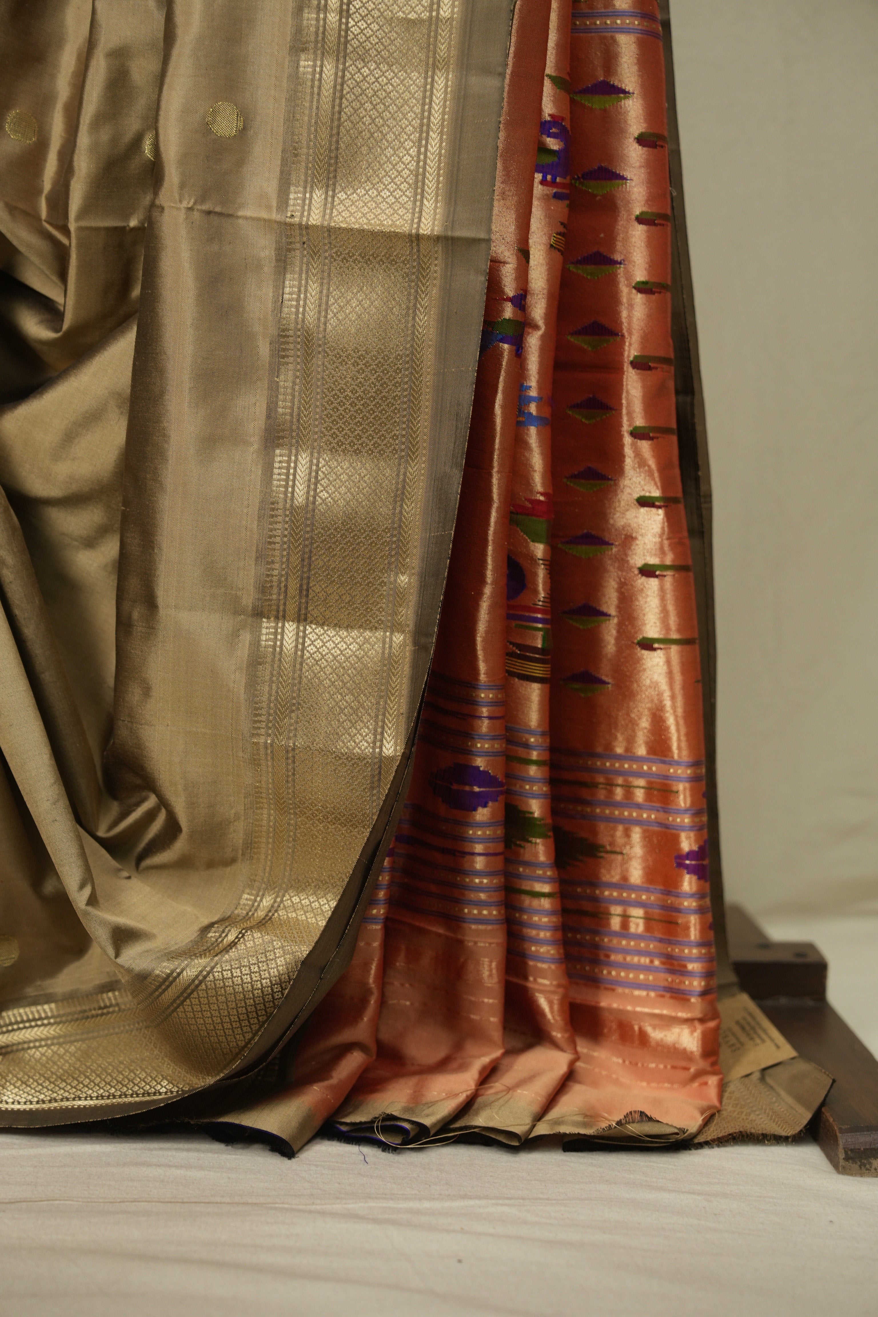 Slate Grey Silk Paithani Saree - SRSGSPS825