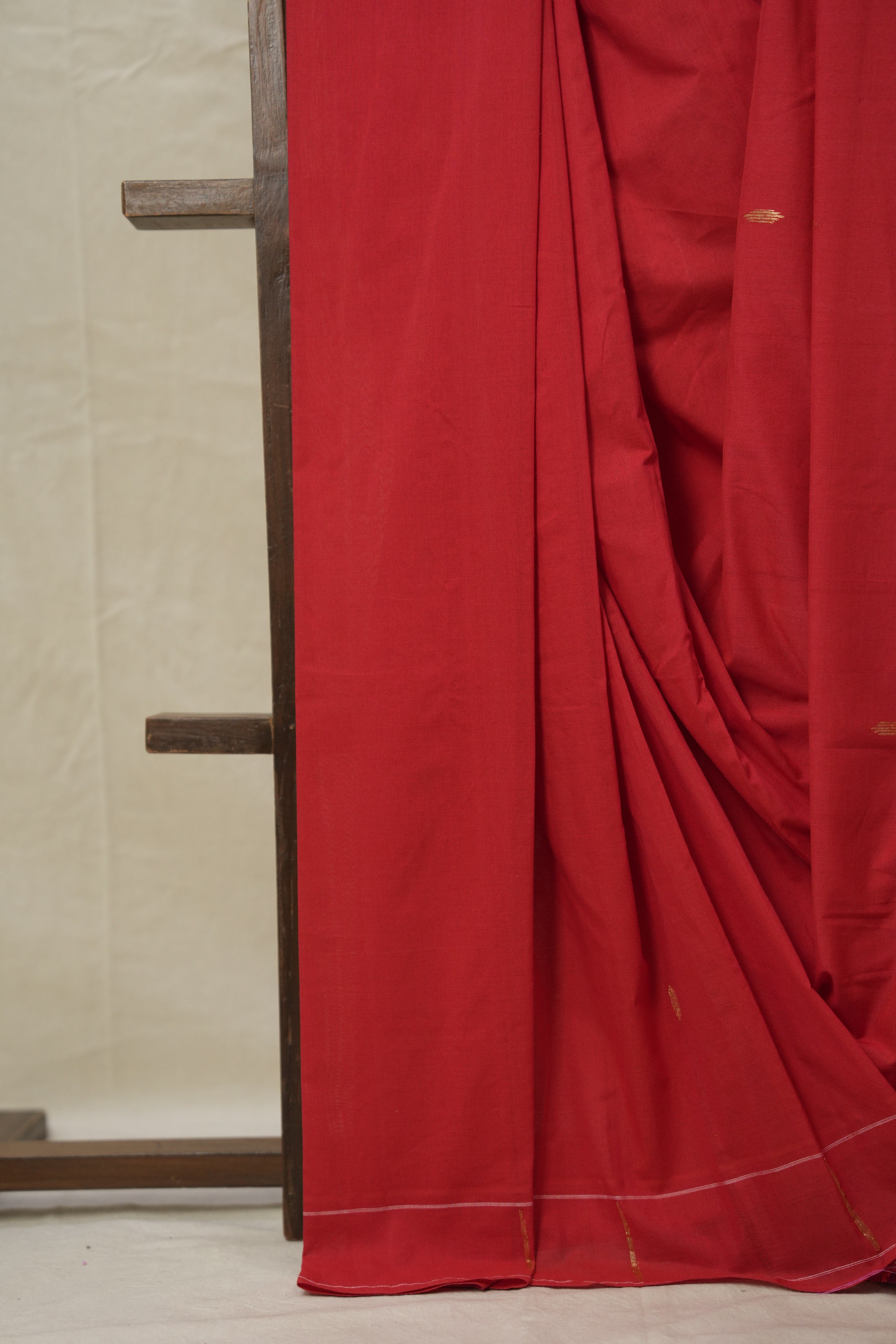 Red Cotton Paithani Saree - SRRCPS680