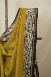 Olive Green HBP Cotton Silk Saree With Chanderi Border - SROGCSS1542