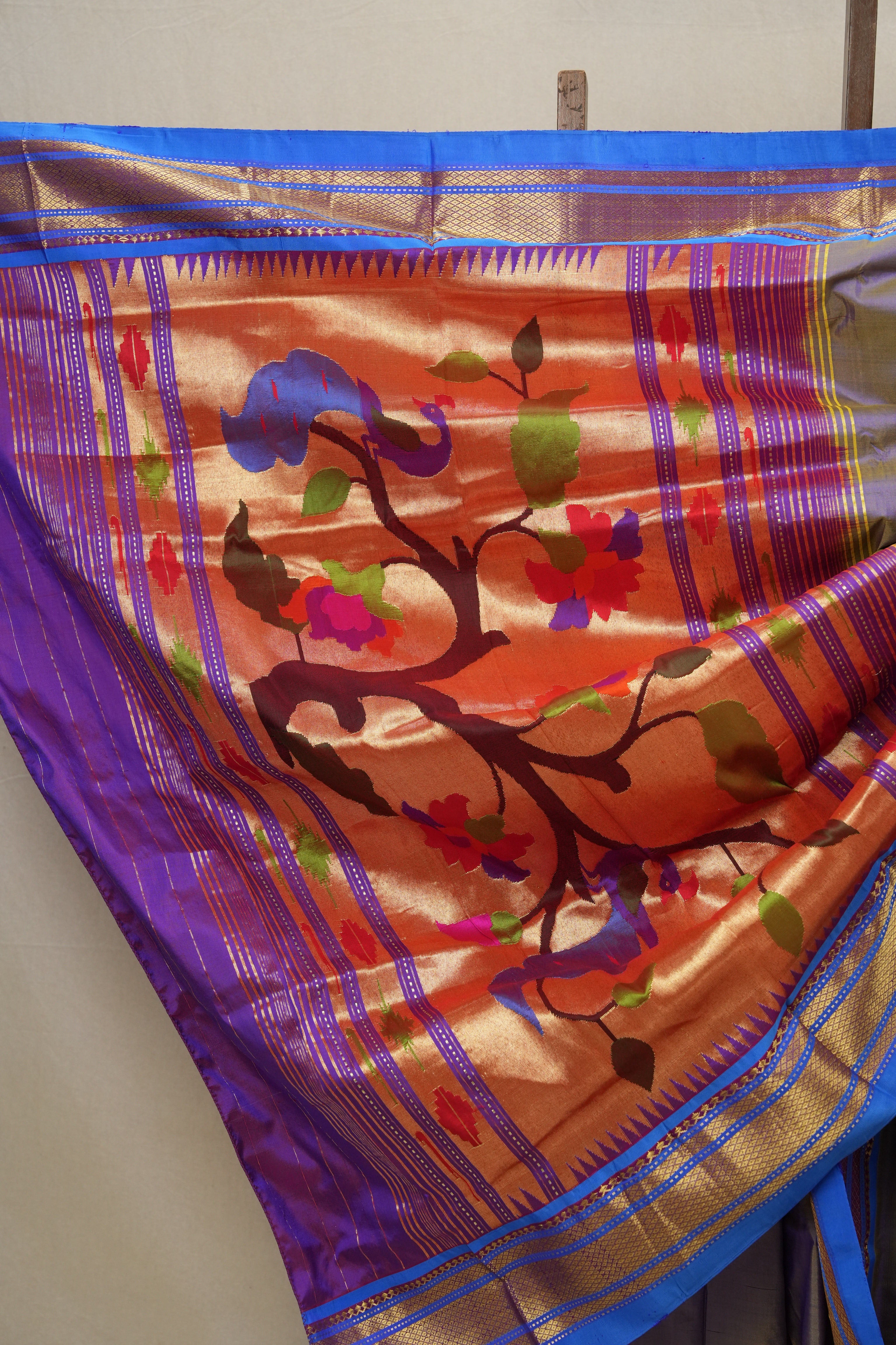 Two Tone Purple Silk Paithani Saree - SRTTPSPS697