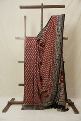 Maroon HBP Cotton Silk Saree With Chanderi Border - SRMCSS1541