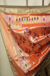 Slate Grey Silk Paithani Saree - SRSGSPS825