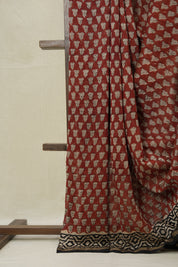 Maroon HBP Cotton Silk Saree With Chanderi Border - SRMCSS1541